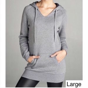 Grey Pullover With Contrast Fleece Lining Hoodie